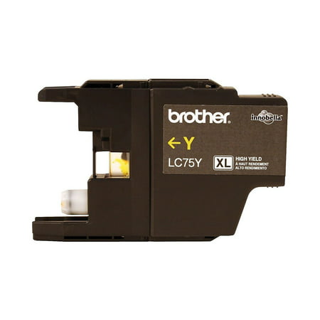 Brother LC75 Yellow Ink Cartridge High Yield (LC75YS) 889124 Produce high-quality long-lasting prints by using this Brother yellow high-yield ink cartridge. Enjoy dependable printing performance with this yellow high-yield ink cartridge. Boasting a print yield of 600 pages  this cartridge is an ideal choice for home offices or small businesses. This Brother high-yield ink cartridge features bright yellow ink that resists fading  so prints stay bright for extended periods of time.