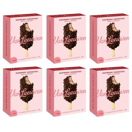 Van Leeuwen Raspberry Cheesecake Ice Cream Bar, 4 Bars (6 Pack)