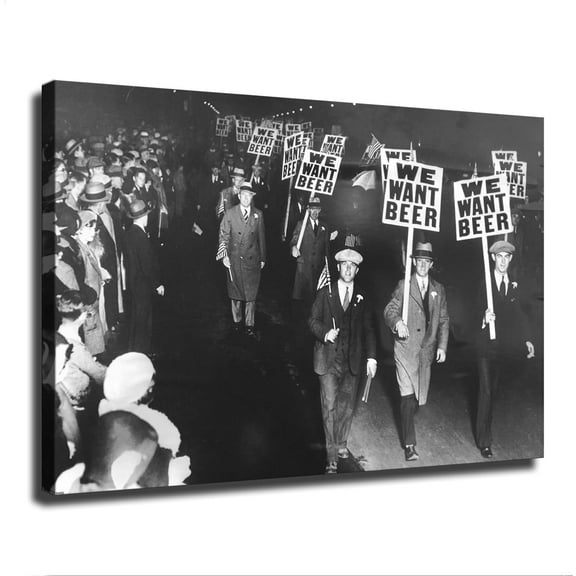 We Want Beer Against Prohibition Canvas Art Poster And Wall Art Picture Printing Decor Modern Home Bedroom Living Room Office Decor Posters (08×12inch-Framed)