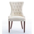 thumbnail image 2 of Set of 6 Wingback Upholstered Dining Chairs with Linen Fabric, Fabric Side Dining Room Chairs with Tufted Button, Living Room Chairs for Home Kitchen Dining Room Resturant (Beige), 2 of 9