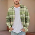 thumbnail image 2 of Men's Plaid Shirts Casual Button Down Shirt Jackets Long Sleeve Stylish Regular Fit Coats with Pockets Fall Soft Outwear (2XL, Green), 2 of 5