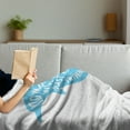 thumbnail image 3 of Dolphin Soft Flannel Fleece Throw Blanket, Hand Drawn Sea Mammal with Hipster Words Just Keep Swimming Image, Cozy Plush for Indoor and Outdoor Use, 50" x 70", Sky Blue White, by Ambesonne, 3 of 5
