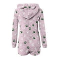 thumbnail image 4 of Pxkloy Fleece Onesie Pajamas for Women Cute Printed Casual Loose Loungewear Sherpa Lined Winter Warm Jumpsuit Zipped Ear Hoodies Sleepwear 2025 Pink,M, 4 of 5