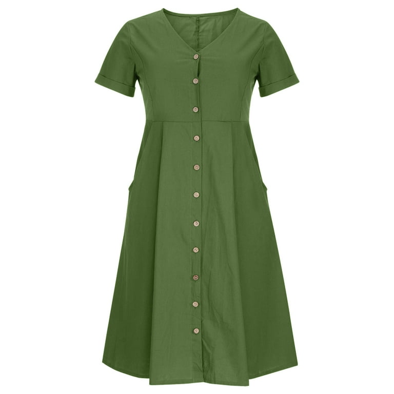 green button up dress short sleeve Hisdern Men's Short Sleeve Sage Green Casual Linen Shirts for Summer Beach M main image 0