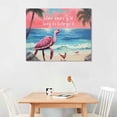 thumbnail image 2 of Nawypu  Tropical Ocean Wall Art Pink Flamingo Sea Turtle Coastal Beach Framed Canvas Wall Art for Living Room Inspirational Farmhouse Wood Prints Pictures for Bathroom Bedroom Dorm Wall Decor,, 2 of 4