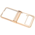 thumbnail image 3 of Funda plegable para teléfono, PC galvanizada a prueba de golpes, parte trasera transparente, moda para Samsung Galaxy Z Flip 3, color dorado, 3 of 5