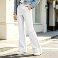thumbnail image 5 of BXJX Girls Flare Pants, Side Pockets Fall Fashion Zip-Button Kids Casual Trousers White Size 5-6 T, 5 of 6