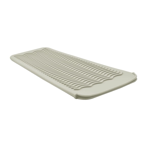 Tapete de silicona resistente al calor EIOKIT: protege las superficies del calor, es antideslizante y ofrece almacenamiento multiusos para herramientas de peinado calientes (1 paquete, beige)