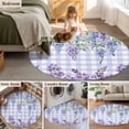 thumbnail image 5 of Round Rug 6Ft Washable Non-Slip, Purple Flowers Circle Area Rugs for Living Room Bedroom, Weeping Spring Floral Checkered Pastoral Indoor Floor Mats Carpet Runner for Home Decor Aesthetic, 5 of 8