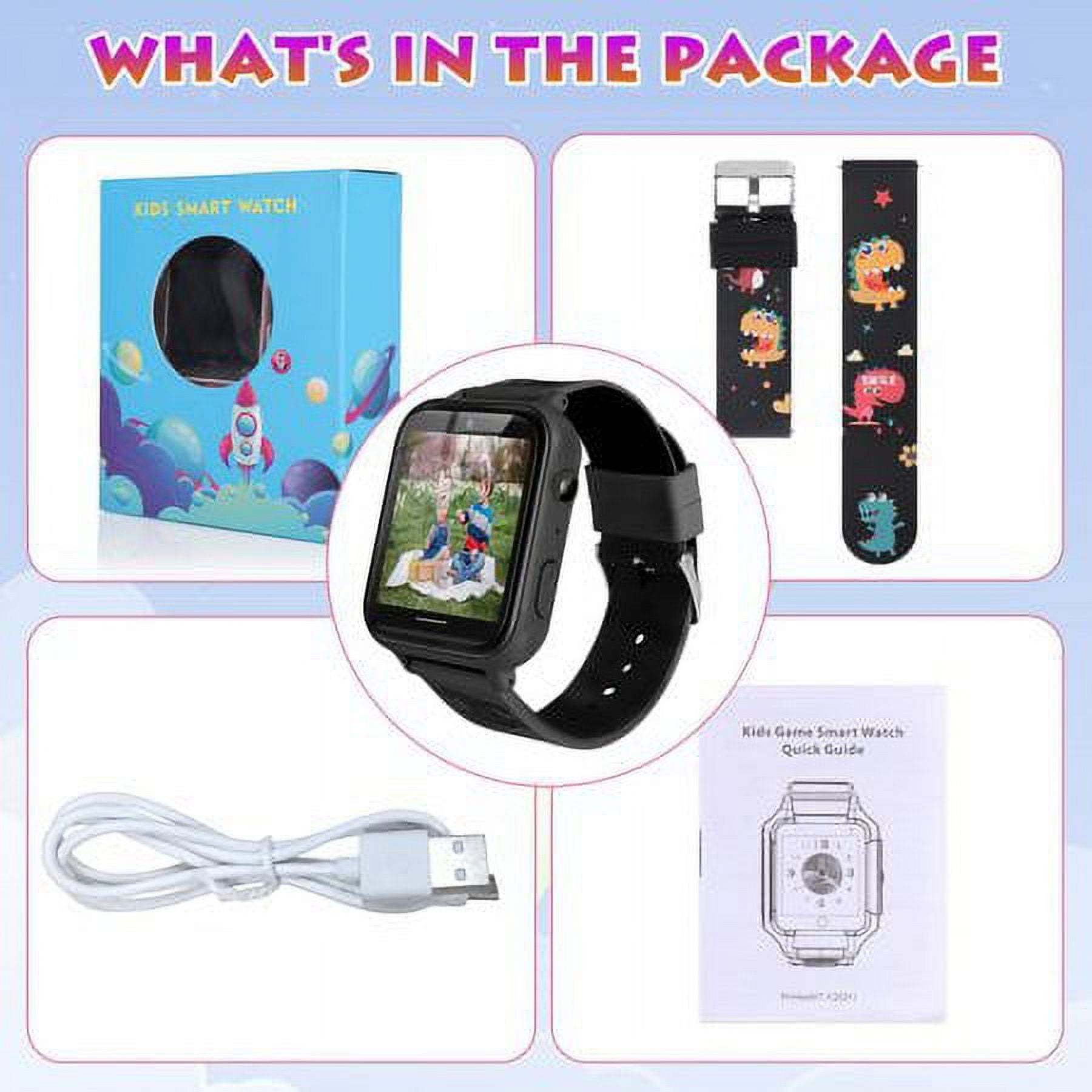 Kids Smart Watch for Boys Girls, Kids Smartwatch with Call SOS 10 Games Camera Music Player Calculator Touch Screen Wristwatch(with 1GB SD Card), Birthday Gift for Kids Aged 4-12 (Black)