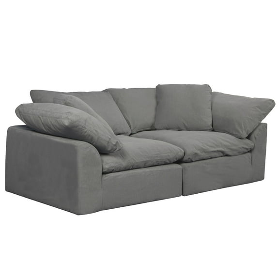 Sunset Trading Puff 2-Piece Fabric Slipcover Sectional Sofa in Gray
