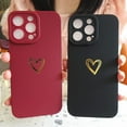 thumbnail image 4 of Compatible for iPhone 14 Pro Max Case Luxury Gold Heart Pattern, Side Cute Plated Heart Pattern Case for Women Girls Soft TPU Shockproof Camera Protective Back Cover Case - Red, 4 of 11