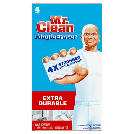 Mr. Clean Magic Eraser Extra Durable, Cleaning Pads with Durafoam, 4 (Best Way To Clean Grime Off Kitchen Cabinets)