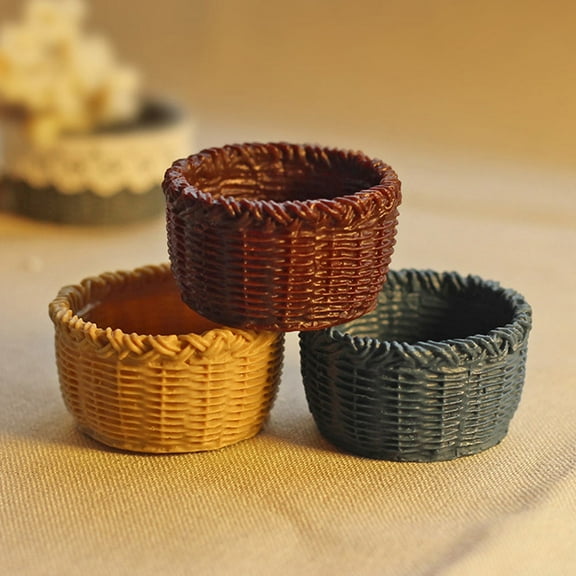 ELAYARD 6Pcs Small Baskets Resin Dollhouse Accessories Assorted Color Decoration for Collectors