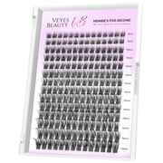 Veyesbeauty Dreamy Black Lash Clusters Airy Fluttery Curl, Large 196-Cluster Kit