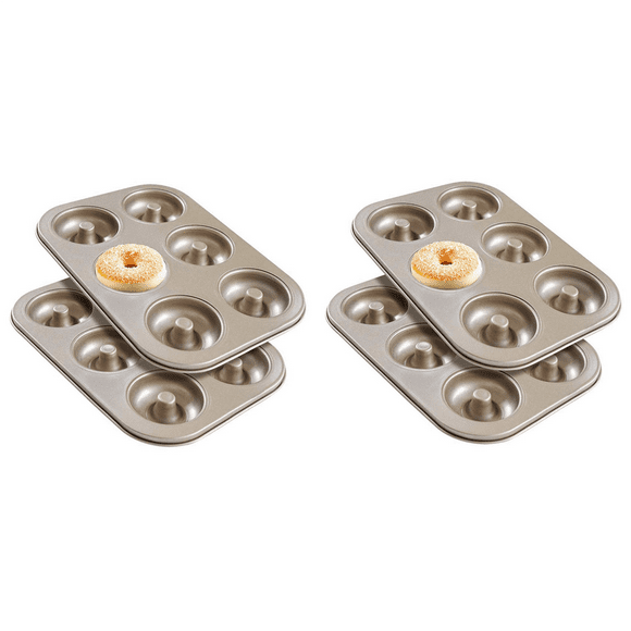 Madeleine Pan,4 Pieces Donut Baking Tray, Carbon Steel Donut Mold, Donut Baking Dish Bag Mould 6 Doughnuts