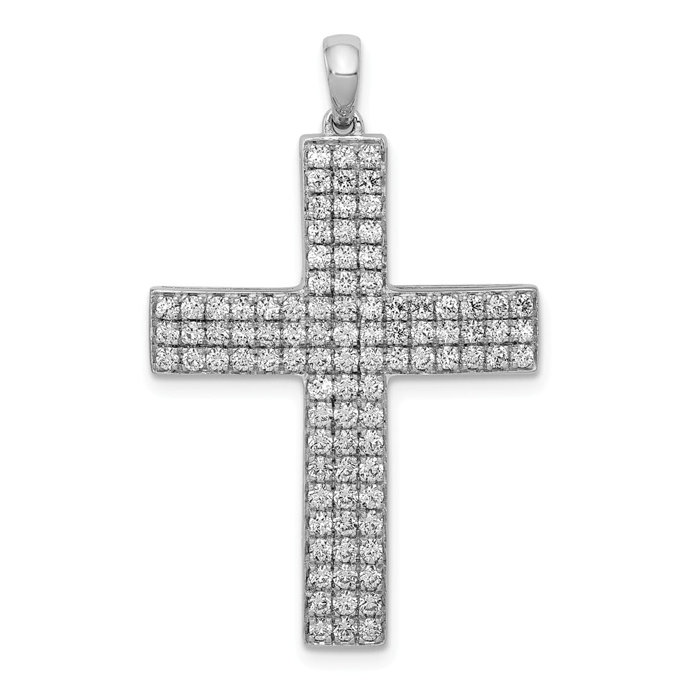 Details about   Real 14kt w/Rhodium Diamond-cut Small Latin Cross Pendant