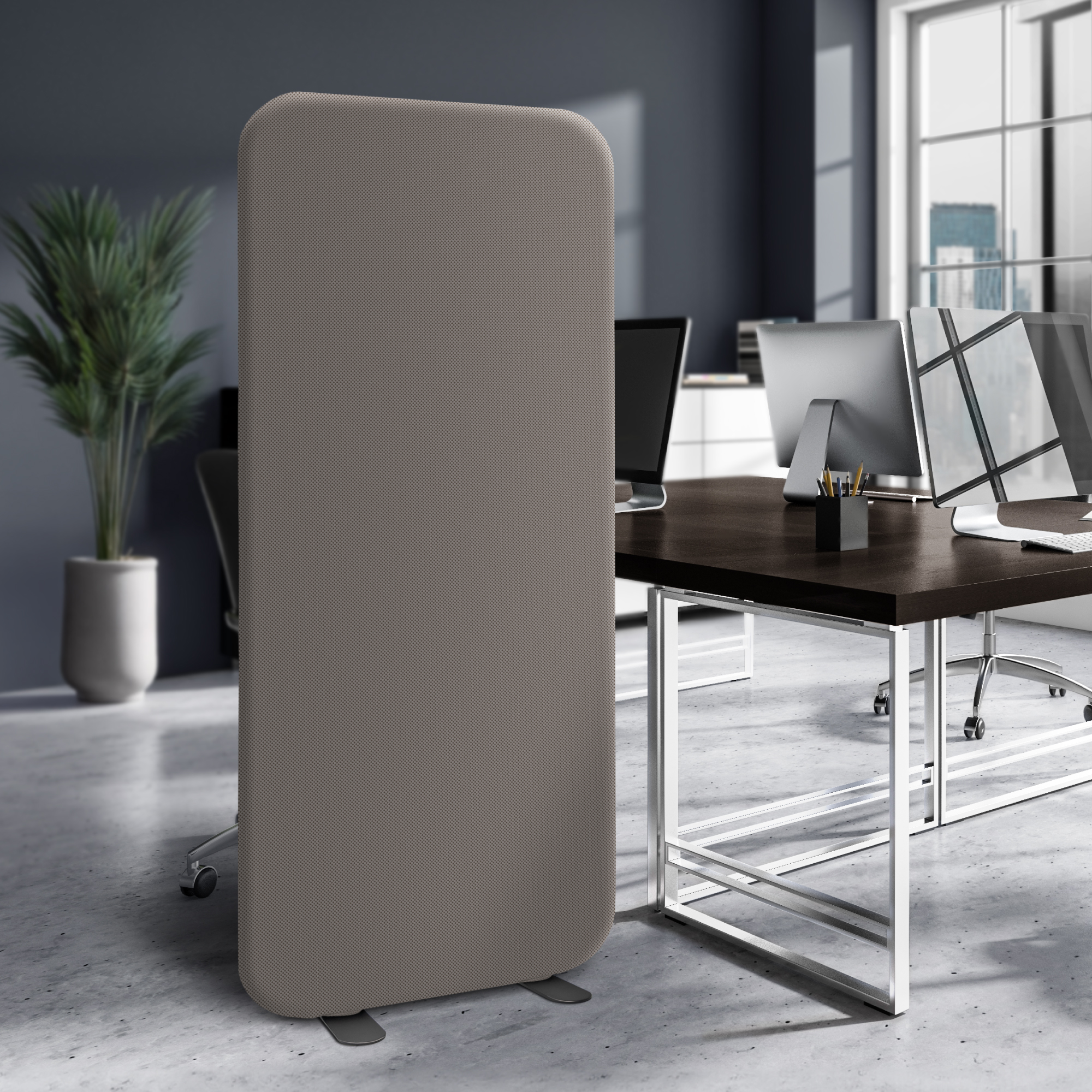 DECOLAB Freestanding Room Divider, Portable Room Separation Panel Wall for Office, Home, Studio Apartment, Classroom, 29"x65", Rock