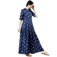 thumbnail image 2 of Women Kurta/Kurti Cotton Polka Dots Print Dress Tunic Flared Dress Plated Dress, Color: Blue, Size: 5XL, 2 of 4