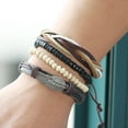 thumbnail image 3 of 4-6Pcs Bohemian Beaded Bracelets Leather Bangle for Women Multilayer Stackable Bracelet Set Multicolor Jewelry B, 3 of 8