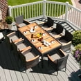 thumbnail image 2 of Gymax 9PCS Rattan Patio Dining Set w/ 8 Cushioned Chairs Wooden Tabletop, 2 of 9