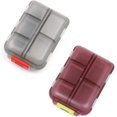 thumbnail image 1 of Pastillero portátil de 2 piezas sin bisfenol A, contenedor de medicamentos de alta capacidad de 10 compartimentos, caja de medicamentos de viaje, gris y rojo fecha Rojo Verde, 1 of 5