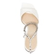 thumbnail image 3 of XYD Women Stylish Chunky High Heel Sandals Rhinestones Chain Ankle Strap Square Open Toe Pumps Party Prom Shoes Size 14.5 White, 3 of 6
