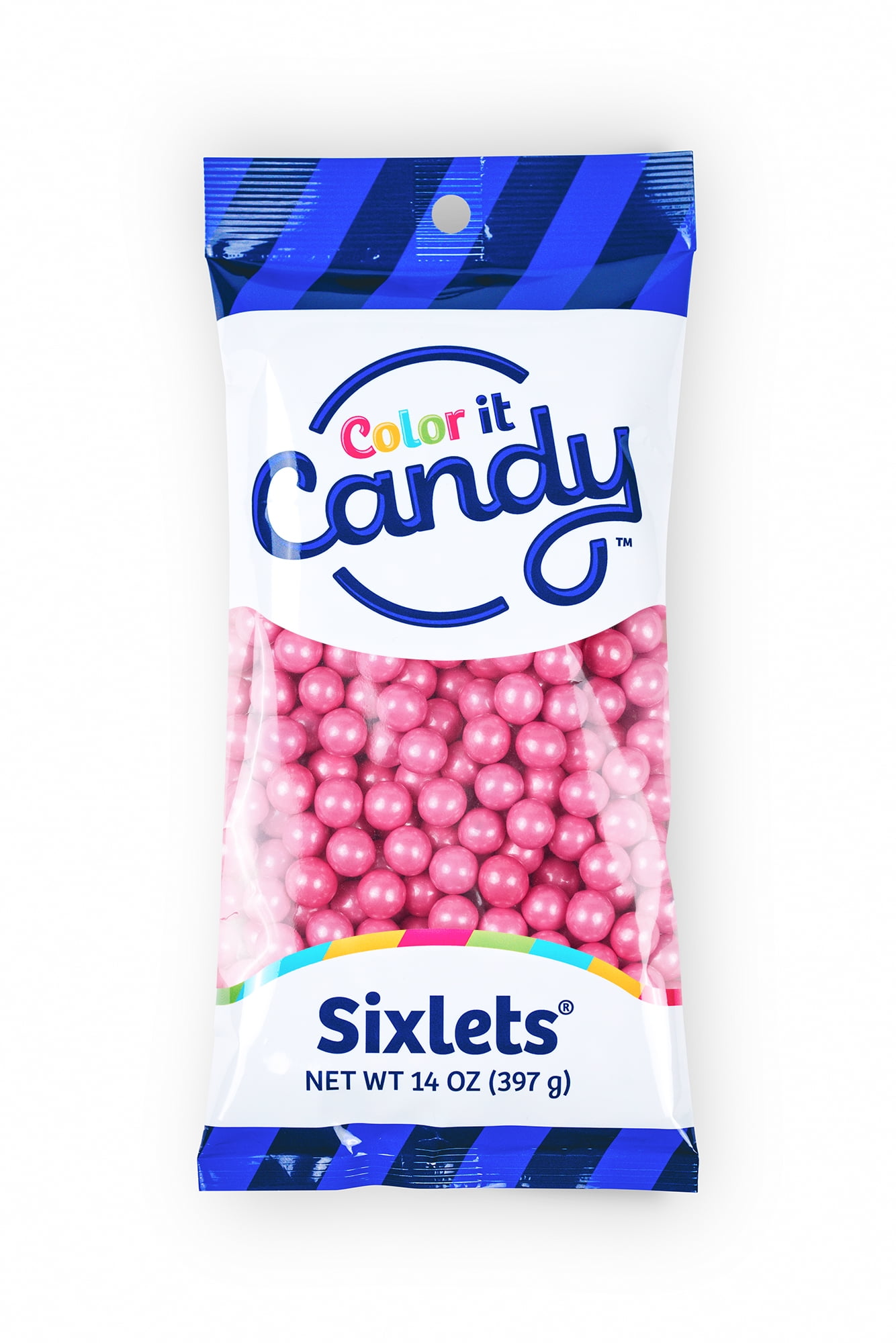 Color It Candy Shimmer Bright Pink Decorative Candy Buffet Sixlets, 14 oz