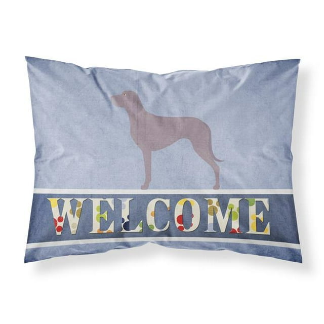 Carolines Treasures BB8280PILLOWCASE Weimaraner Welcome Fabric Standard Pillowcase