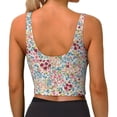 thumbnail image 4 of Goofa Trendy Floral Design Printed Sports Bras for Women, High Impact Running Bra Workout Crop Tank Tops Longline Sports Bra Push up-Large, 4 of 9