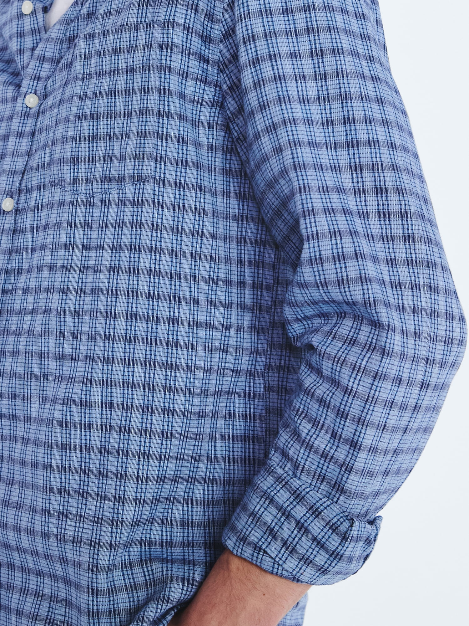 Free Assembly Men’s Linen Blend Shirt with Long Sleeves, Sizes S-3XL