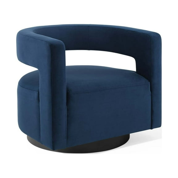 Spin Cutaway Performance Velvet Swivel Armchair Midnight Blue