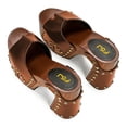 thumbnail image 4 of FSJ Women Platform Clogs Mules Open Toe Wooden Block High Heel Sandals Rivet Studded Chunky Slides Size 4 Brown, 4 of 4