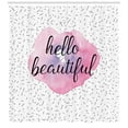 thumbnail image 3 of Ambesonne Hello Shower Curtain, Watercolor Style Flower, 69"Wx70"L, Pale Pink Lavender Black, 3 of 3