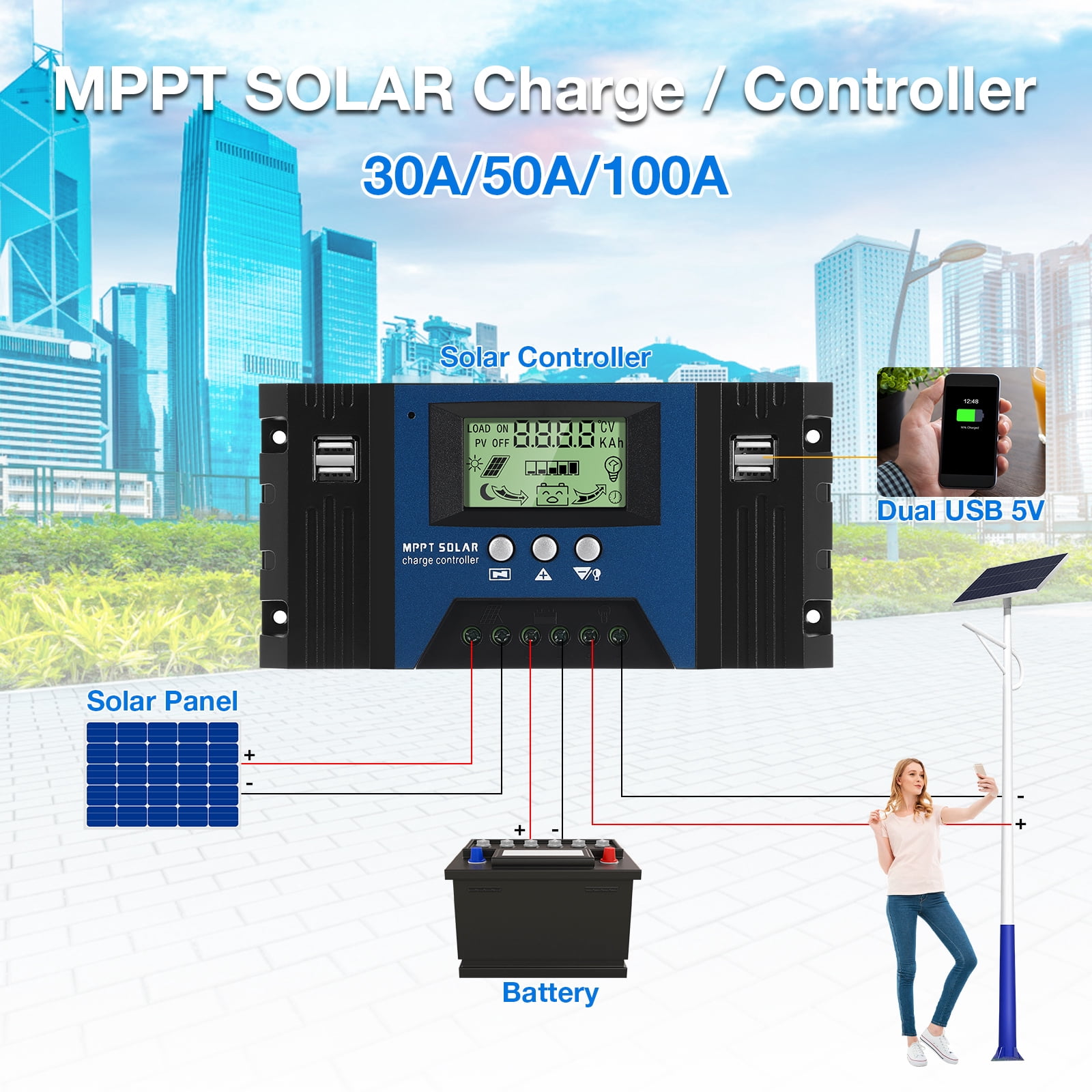 Solar Controller Controlador De Carga Panel Mppt Power