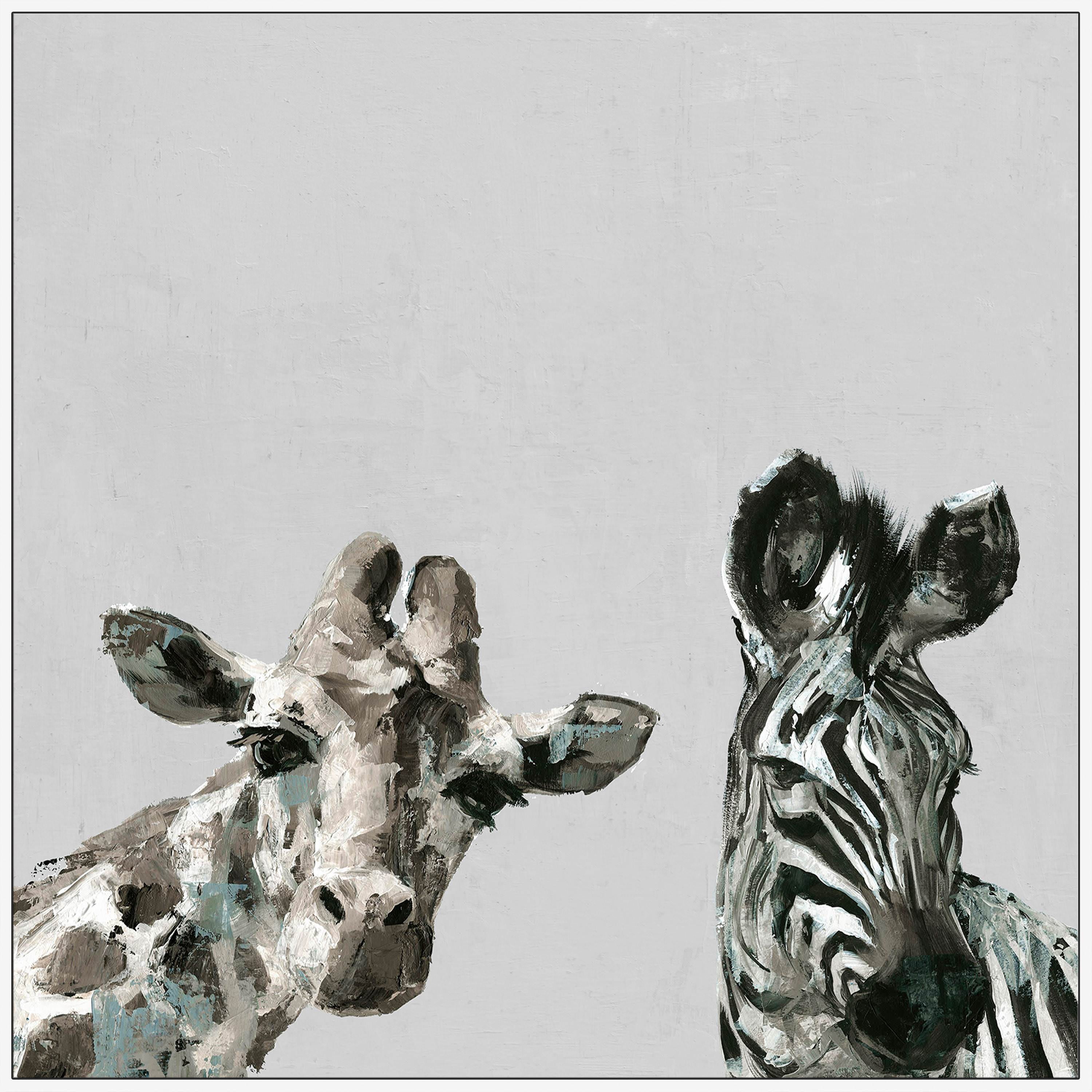 Giraffe and Zebra IV Floater Framed Painting Print on Canvas