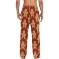 thumbnail image 2 of GZHJMY Men's Pajama Pants - Gingerbread Man, Loose Thin PJs Lounge Sleep Bottoms with Pockets Drawstring, Pajama Bottoms for Home and Rest, X-Large, 2 of 7