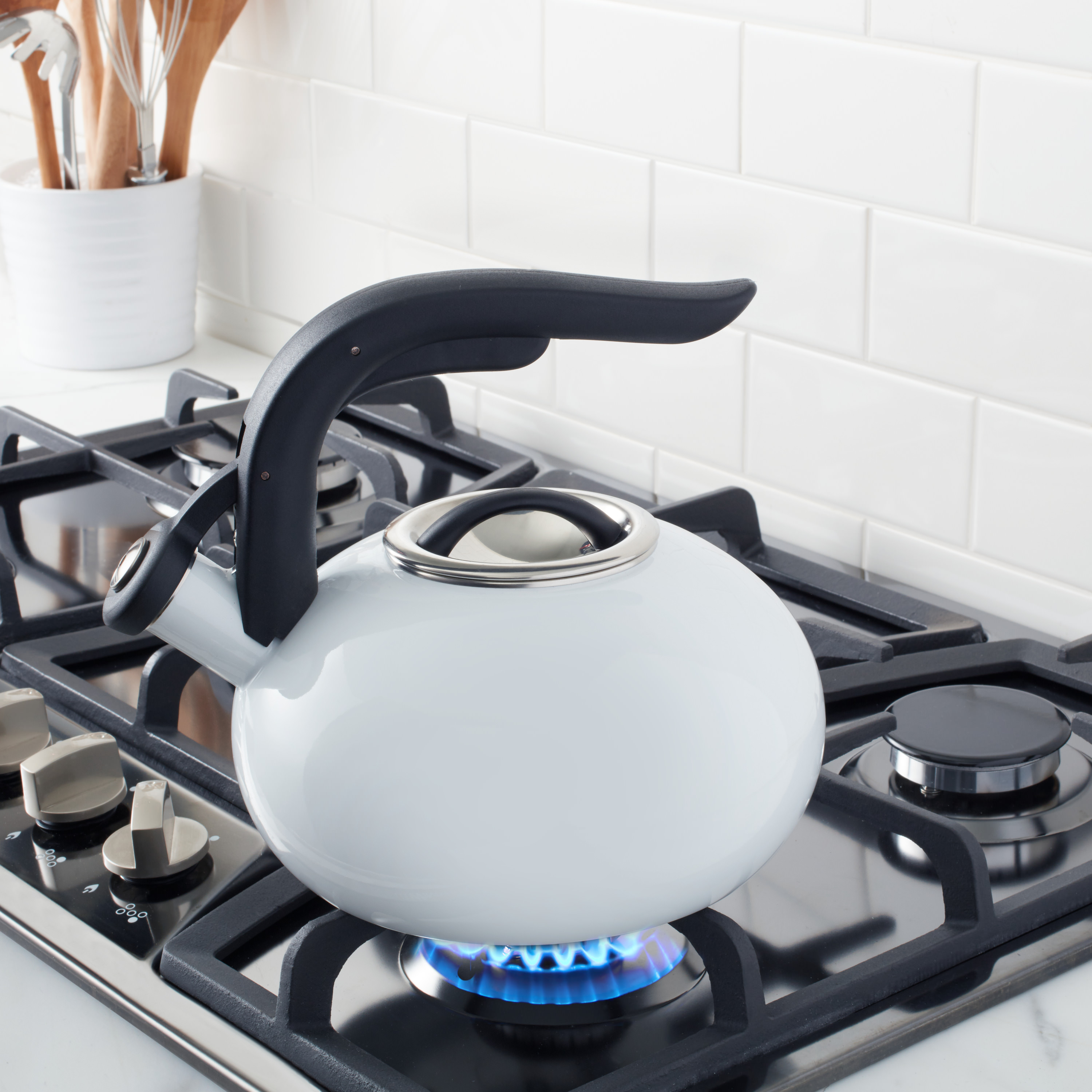 Copco Arc White 1.8 Quart Enamel On Steel Tea Kettle