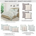 thumbnail image 3 of Michael Amini Max 7-piece Stripe Design Cotton Queen Duvet Set in Natural/Blue, 3 of 19