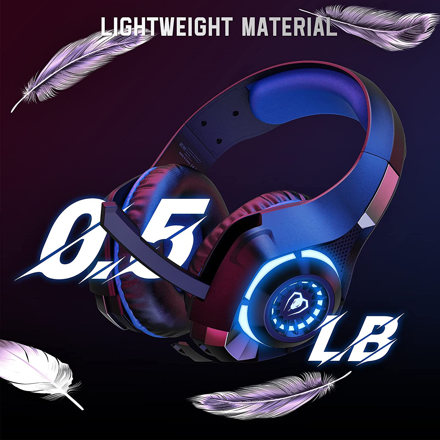 BlueFire Over-Ear Gaming Headset with Mic, Blue photo 4