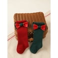 thumbnail image 2 of ZINTAOZT 2 Pairs Baby Girls Christmas Knee High Socks Bow Tube Ruffled Knit Socks Cotton Long Stockings for Toddlers, 2 of 9