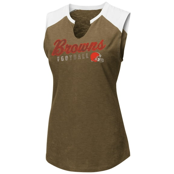 Women's Majestic Brown/White Cleveland Browns V-Notch Muscle Tank Top