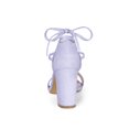 thumbnail image 2 of BLISSFUL STEP Women's Sandals Solid Summer Block Heels Lace up Sandals Purple 9, 2 of 7