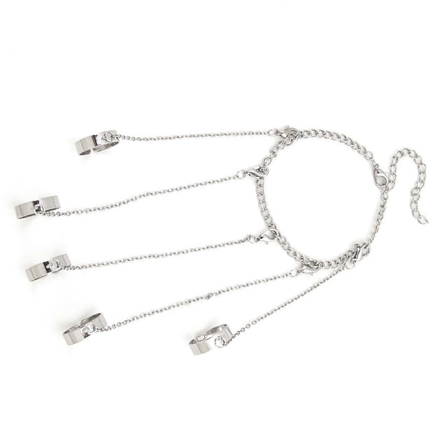 Punk Chain Combination Rings,Chain Finger Rings Bracelet Bracelet Ring Chain Chain Finger Rings Bracelet Built for Professionals