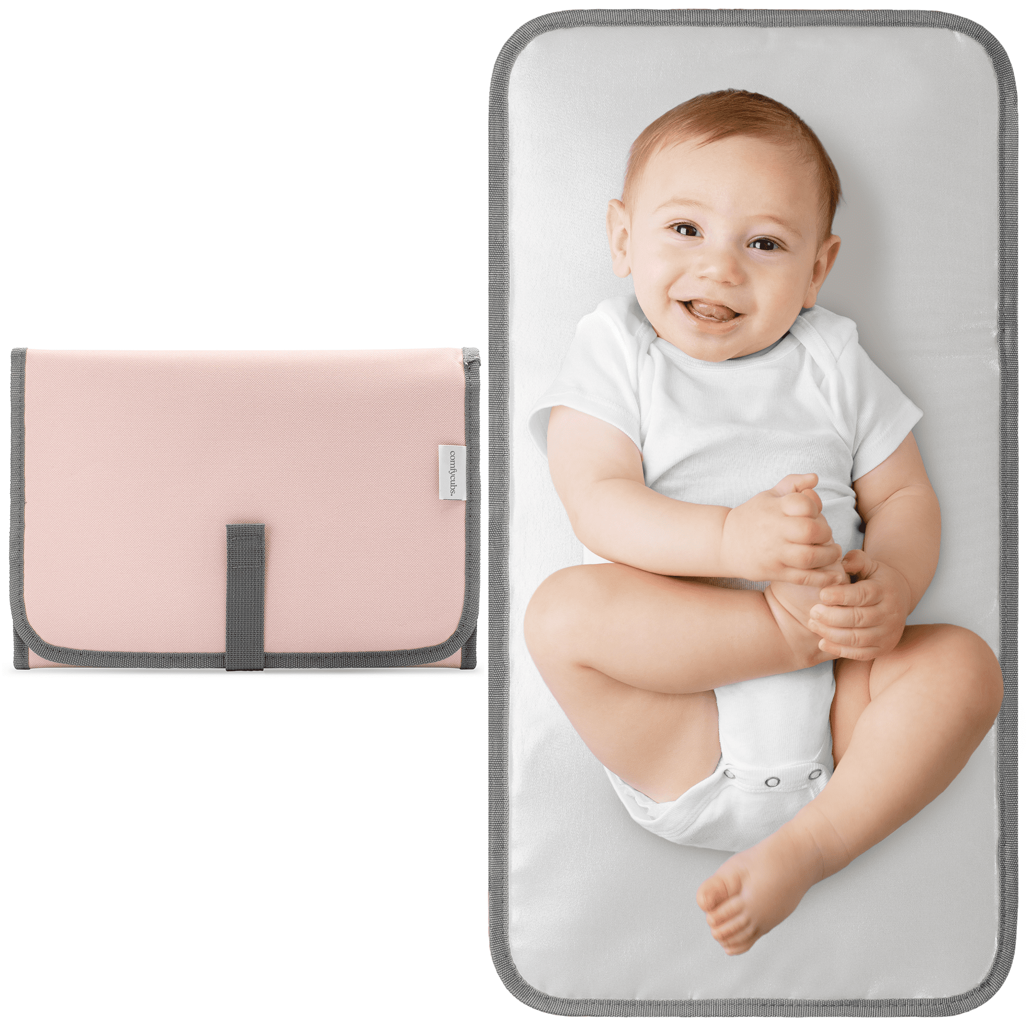 Baby Changing Pad 1pc Portable Changing Pads for Newborn Girl & Boy by Comfy Cubs (Pink Blush Compact)