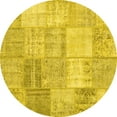 thumbnail image 1 of Ahgly Company Indoor Round Patchwork Yellow Transitional Area Rugs, 6' Round, 1 of 4