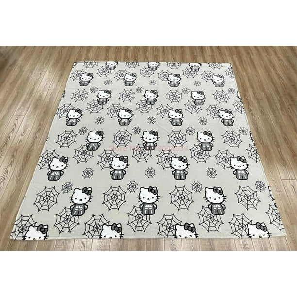 Hello Kitty hotsell Large Gray Plaid Checkered Blanket