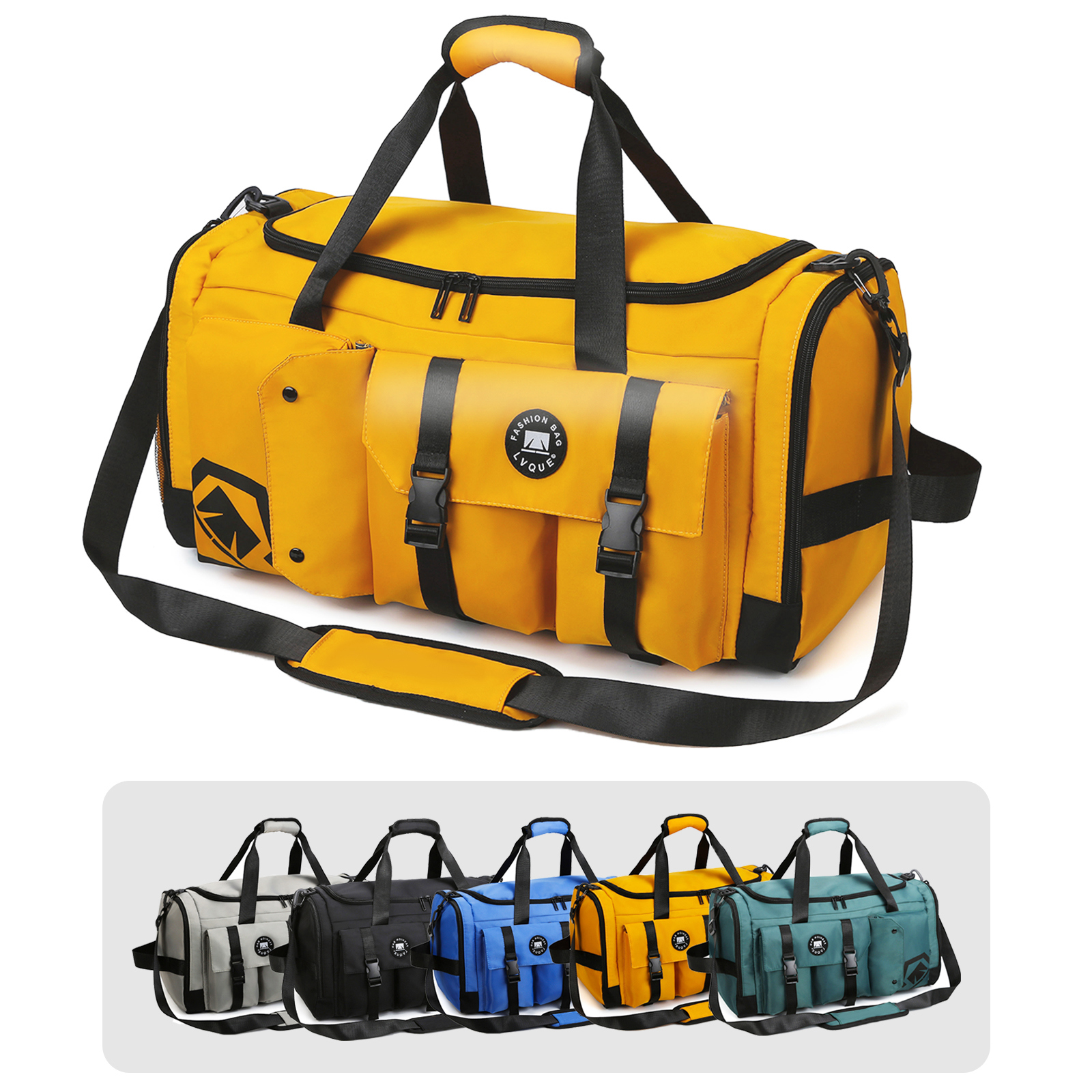FANOTEK 40L 3 in 1 Multipurpose Duffle Bag Weekender Overnight Bag For Men Women Used For Yoga Training-Yellow