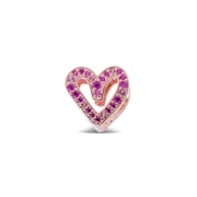 Pandora Sparkling Ruby Red & Pink Freehand Heart Charm