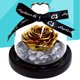 thumbnail image 2 of Rosa eterna brillante con cubierta de cristal para decorar tu escritorio, adorno para el hogar, regalo de San Valentín para mujeres, sin batería (dorado), 2 of 7